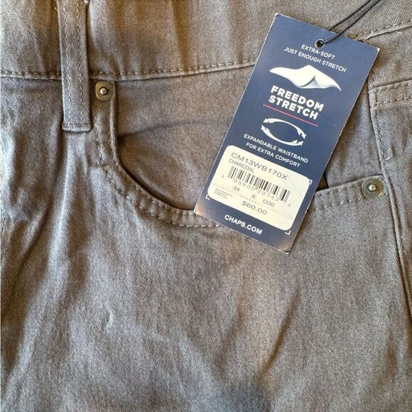 Pants/stretchy jean material. Light grey. Brand new with tags! Chaps. 34x30 - Picture 6 of 8